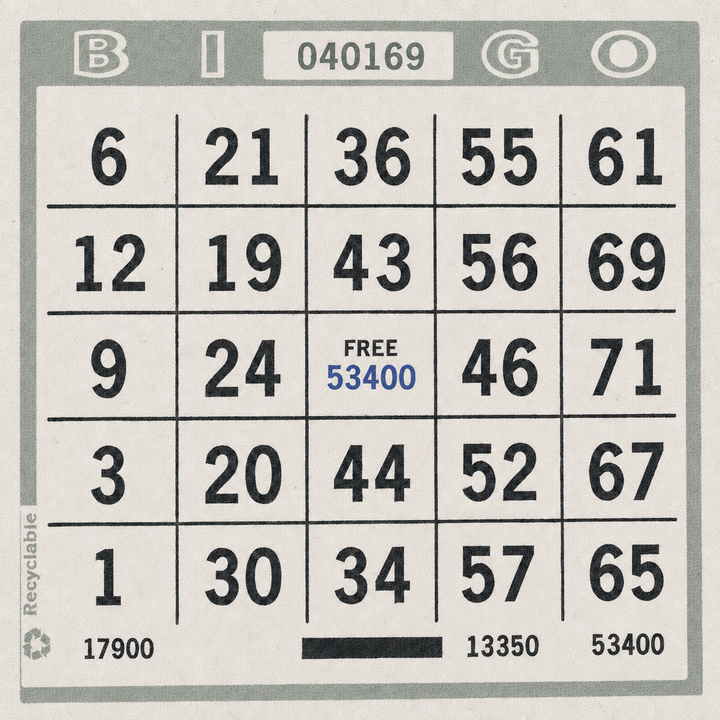 Single Face Bingo Paper - grey
