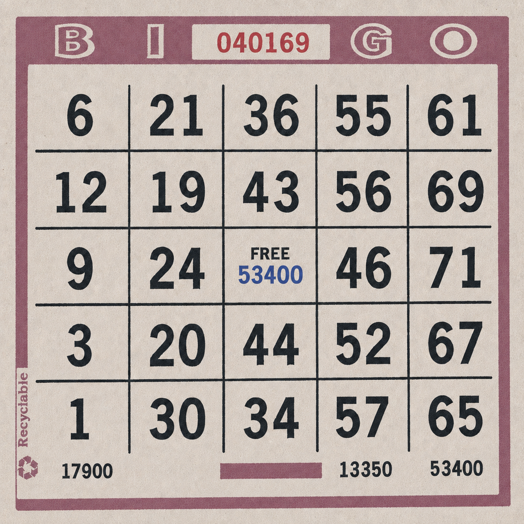 Single Face Bingo Paper - purple