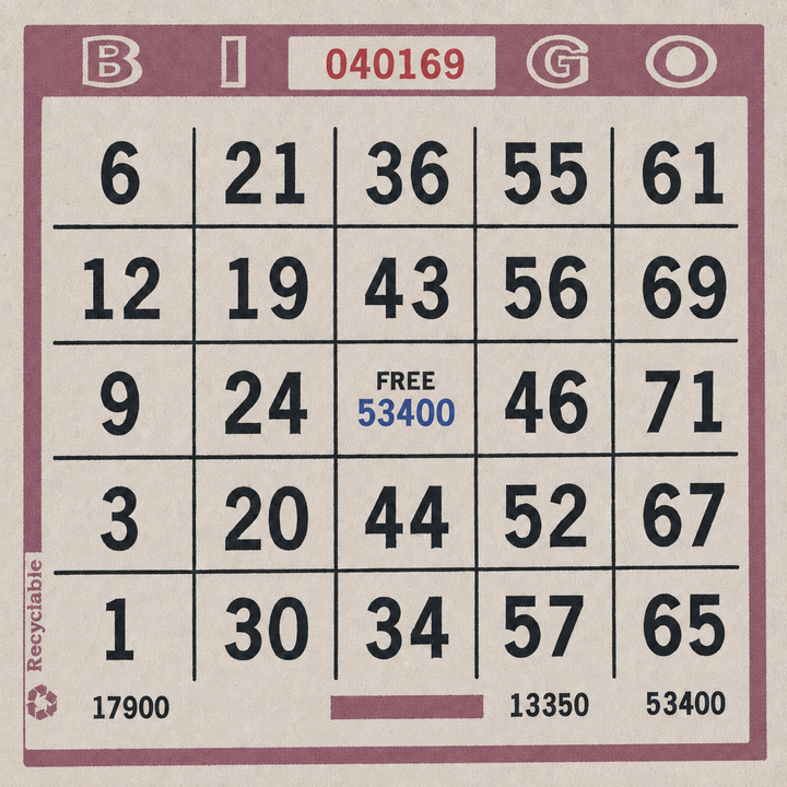 Single Face Bingo Paper - purple
