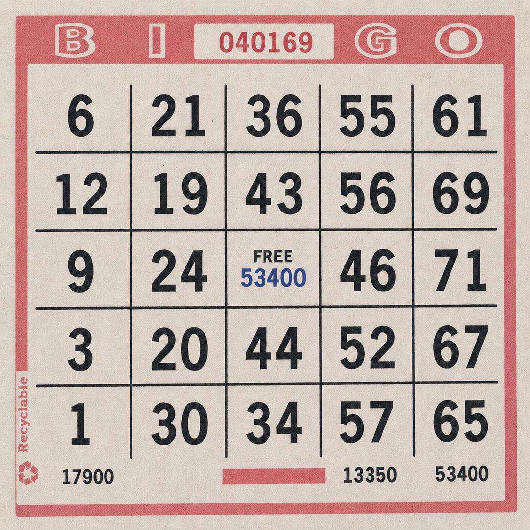 Single Face Bingo Paper - red