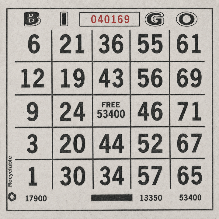Single Face Bingo Paper - white