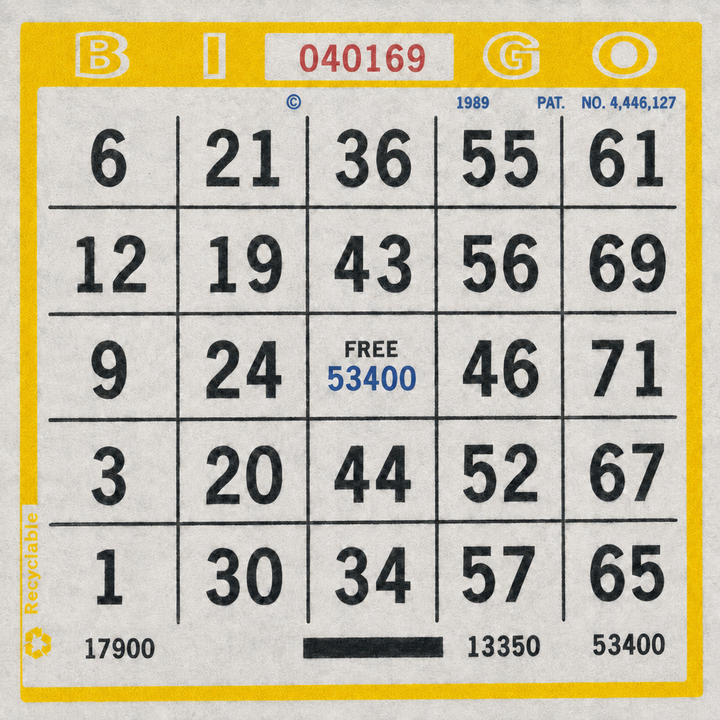 Single Face Bingo Paper - yellow