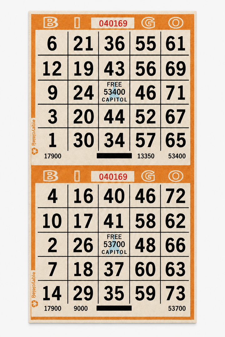 2-Face Vertical Bingo Paper - orange