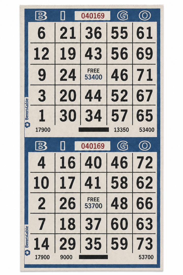 2-Face Vertical Bingo Paper - blue
