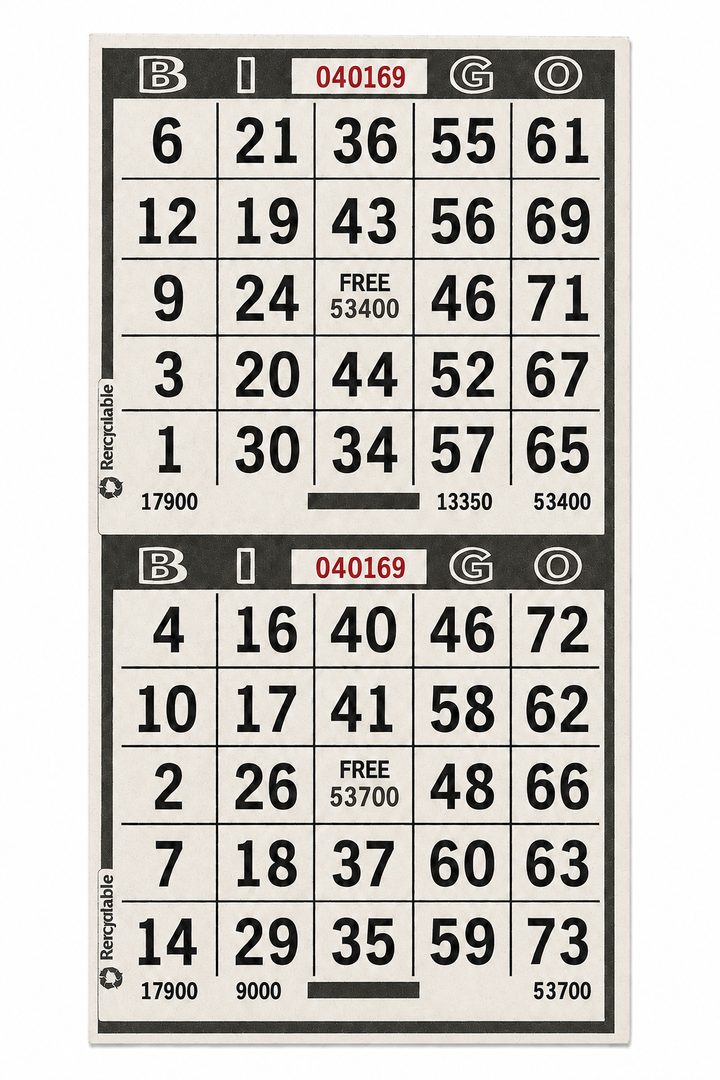 2-Face Vertical Bingo Paper - black