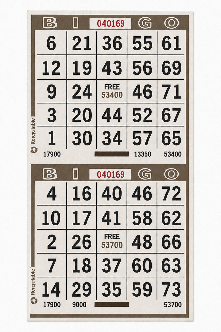 2-Face Vertical Bingo Paper - brown