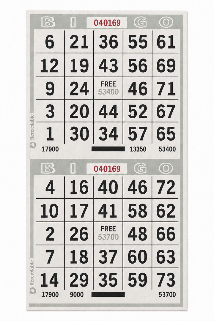 2-Face Vertical Bingo Paper - grey