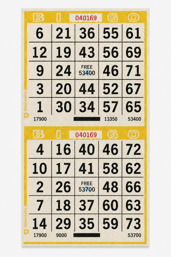 2-Face Vertical Bingo Paper - yellow