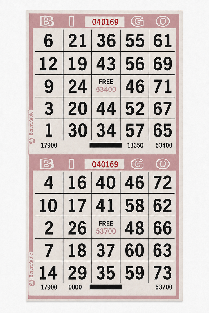 2-Face Vertical Bingo Paper - pink