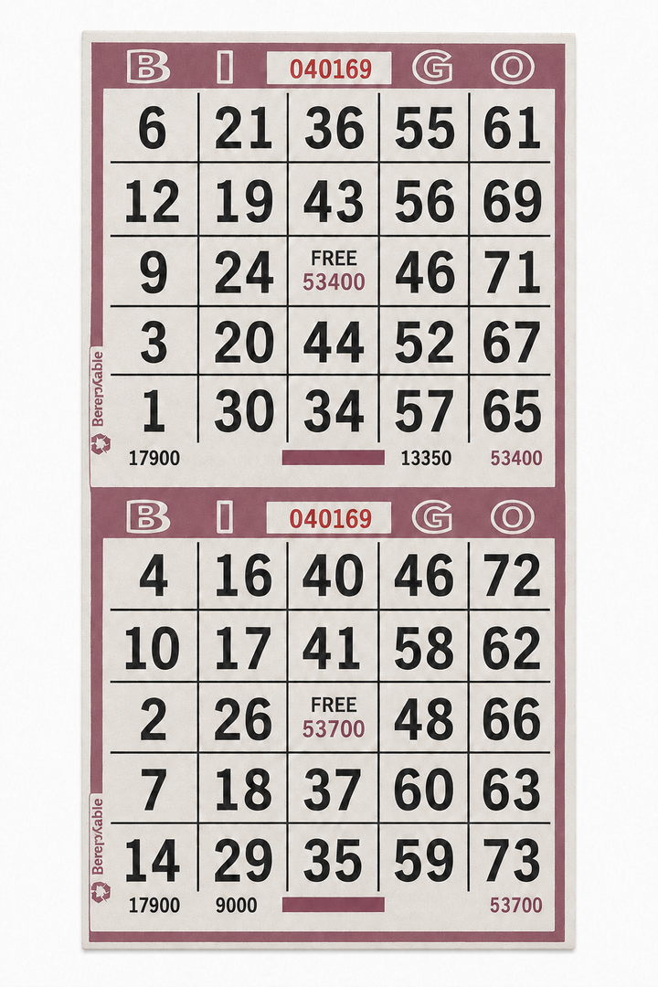 2-Face Vertical Bingo Paper - purple