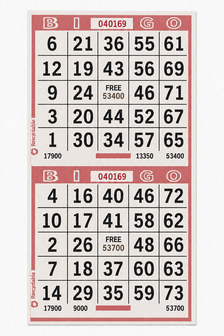 2-Face Vertical Bingo Paper - red