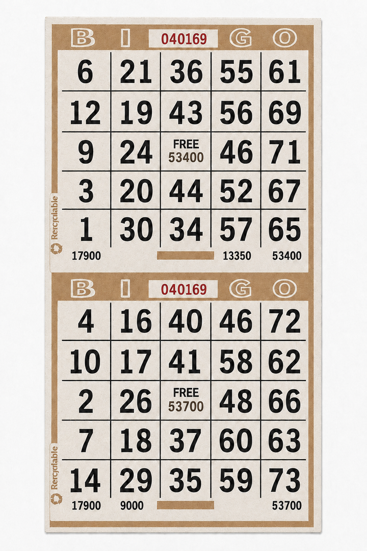 2-Face Vertical Bingo Paper - tan