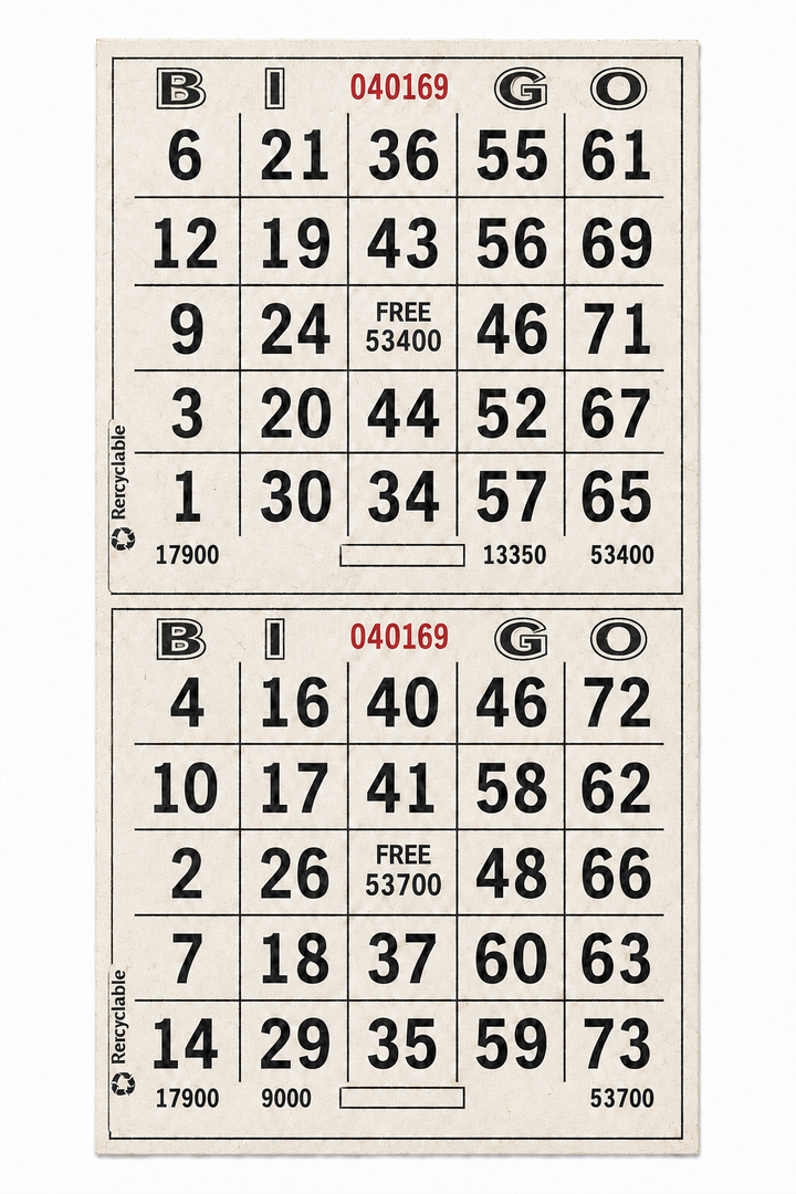 2-Face Vertical Bingo Paper - white