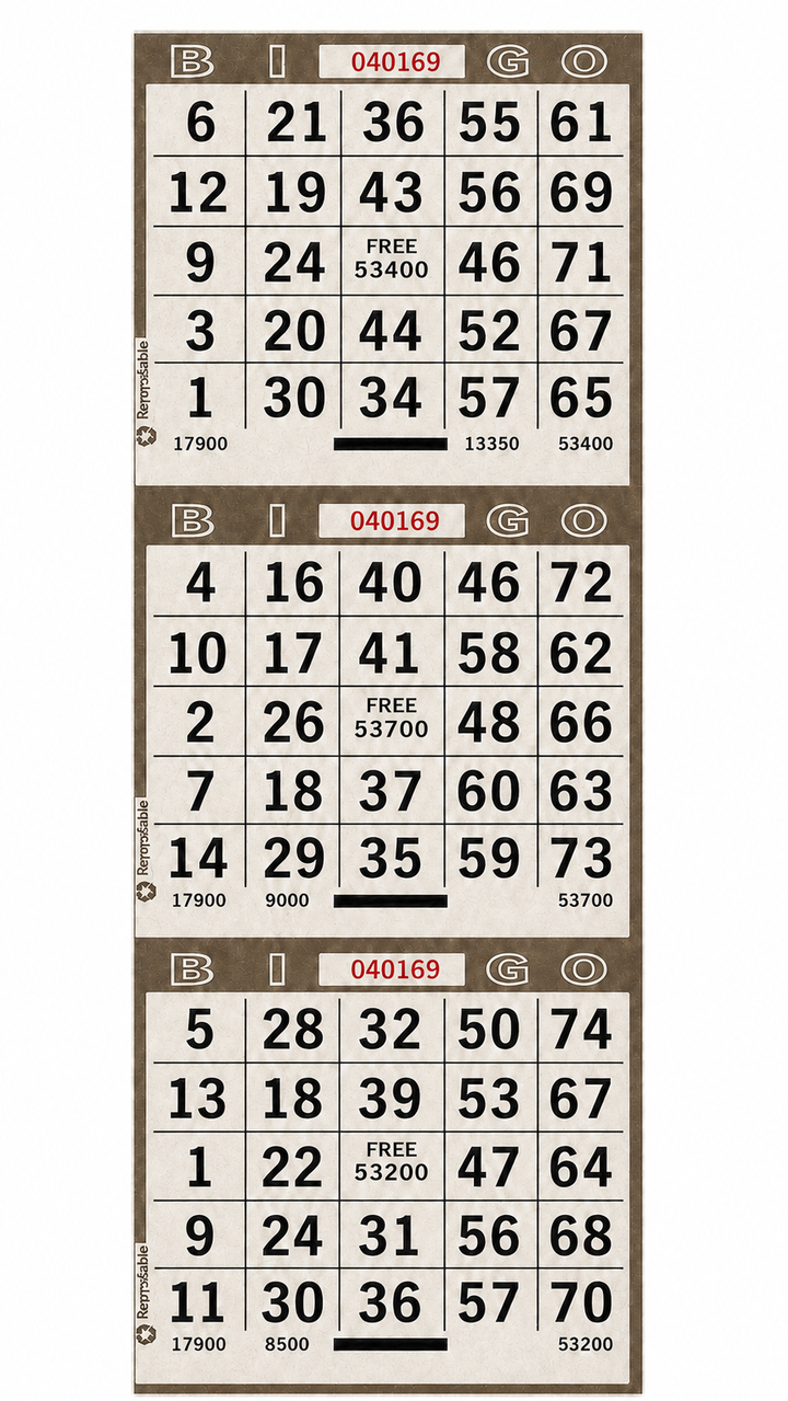 3-Face Vertical Bingo Paper - brown