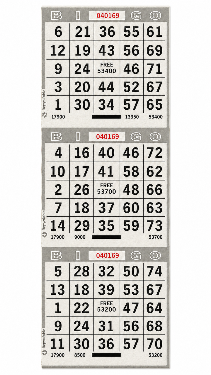 3-Face Vertical Bingo Paper - grey
