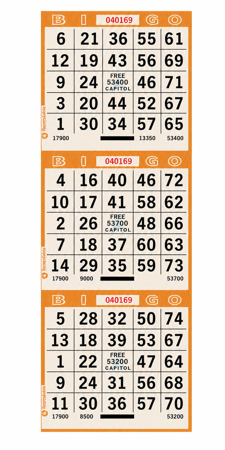 3-Face Vertical Bingo Paper - orange