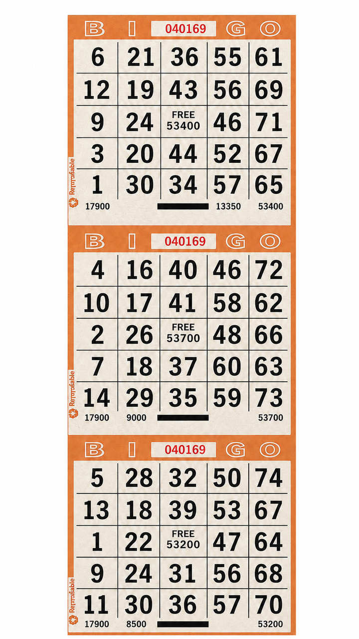 3-Face Vertical Bingo Paper - orange