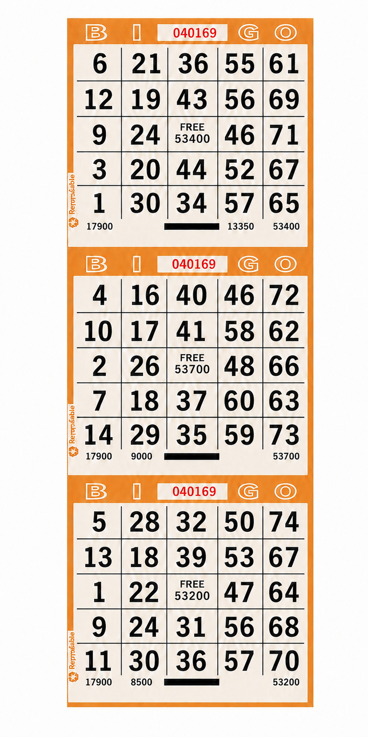 3-Face Vertical Bingo Paper - orange