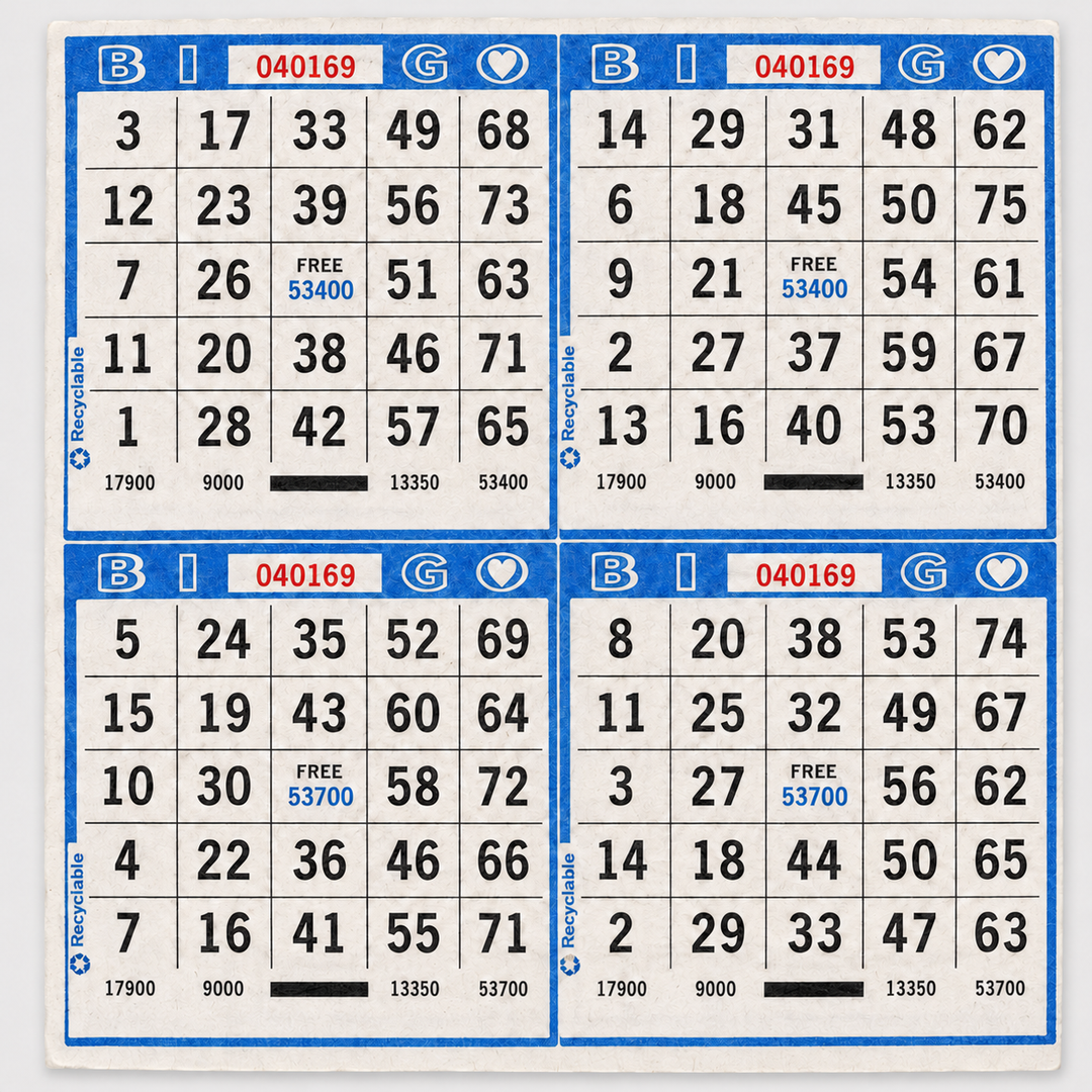 4-Face Square Bingo Paper - blue