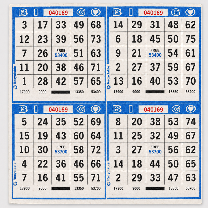 4-Face Square Bingo Paper - blue