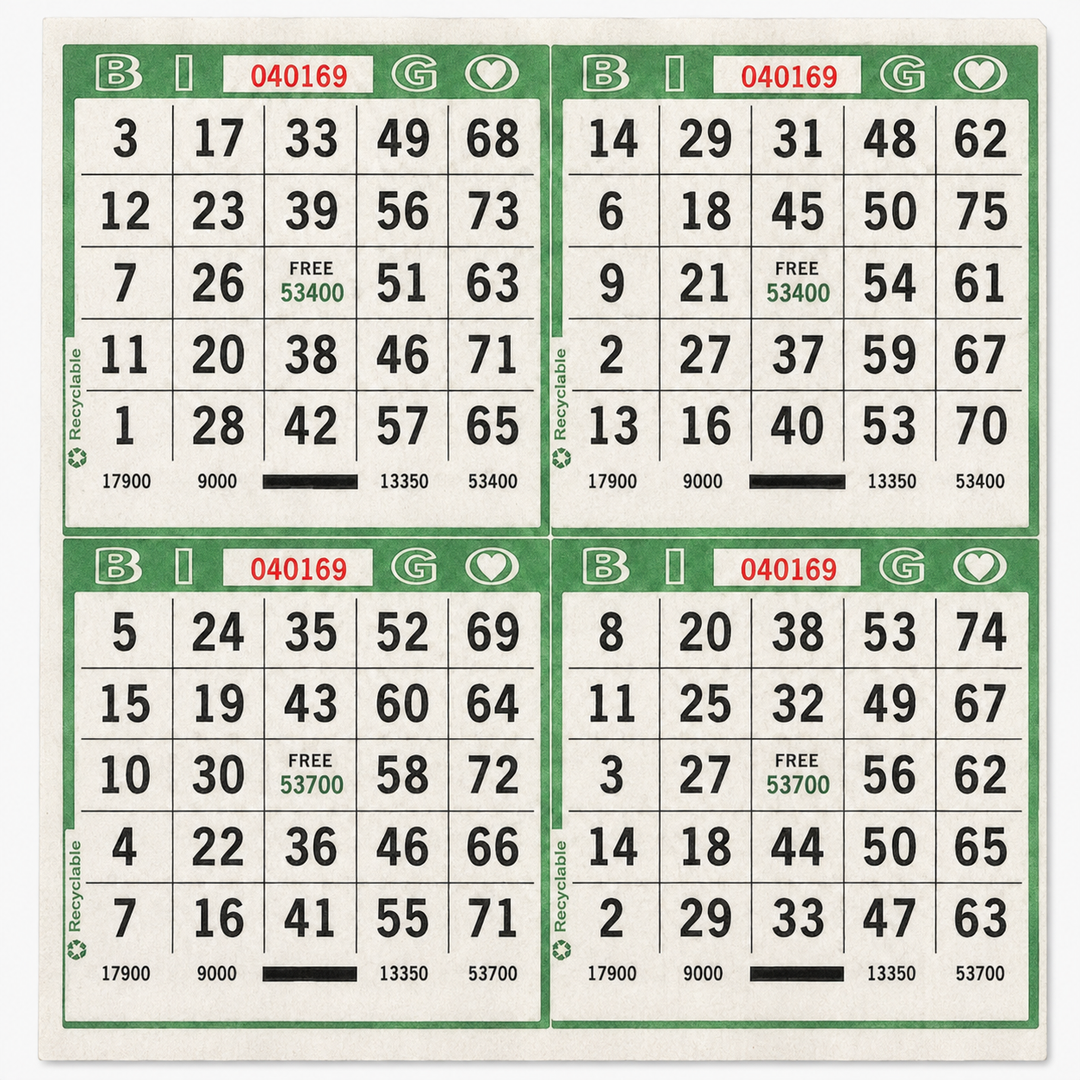 4-Face Square Bingo Paper - green