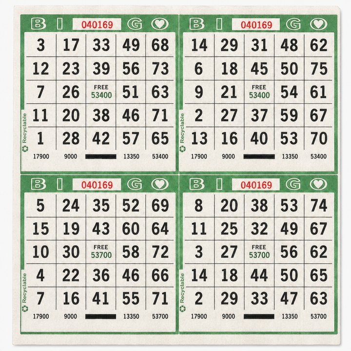 4-Face Square Bingo Paper - green