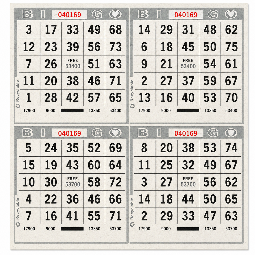 4-Face Square Bingo Paper - grey