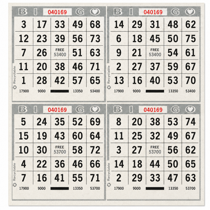 4-Face Square Bingo Paper - grey