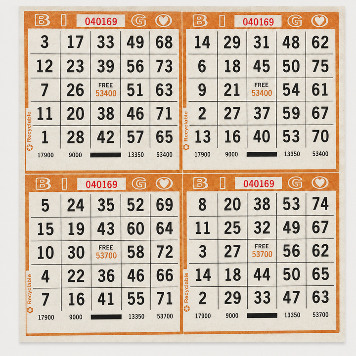 4-Face Square Bingo Paper - orange