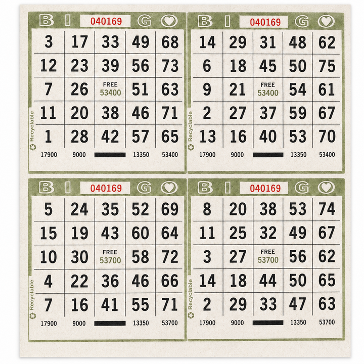 4-Face Square Bingo Paper - olive