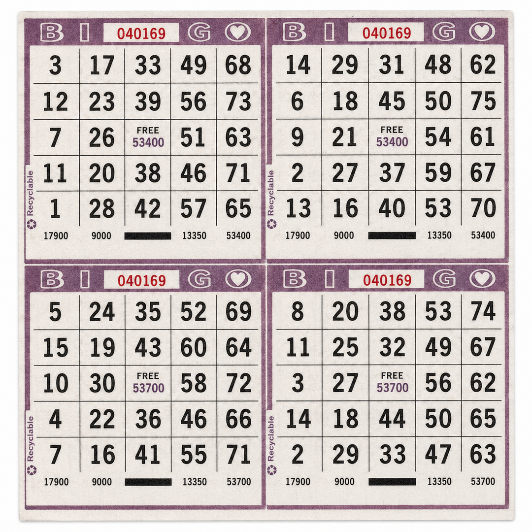 4-Face Square Bingo Paper - purple