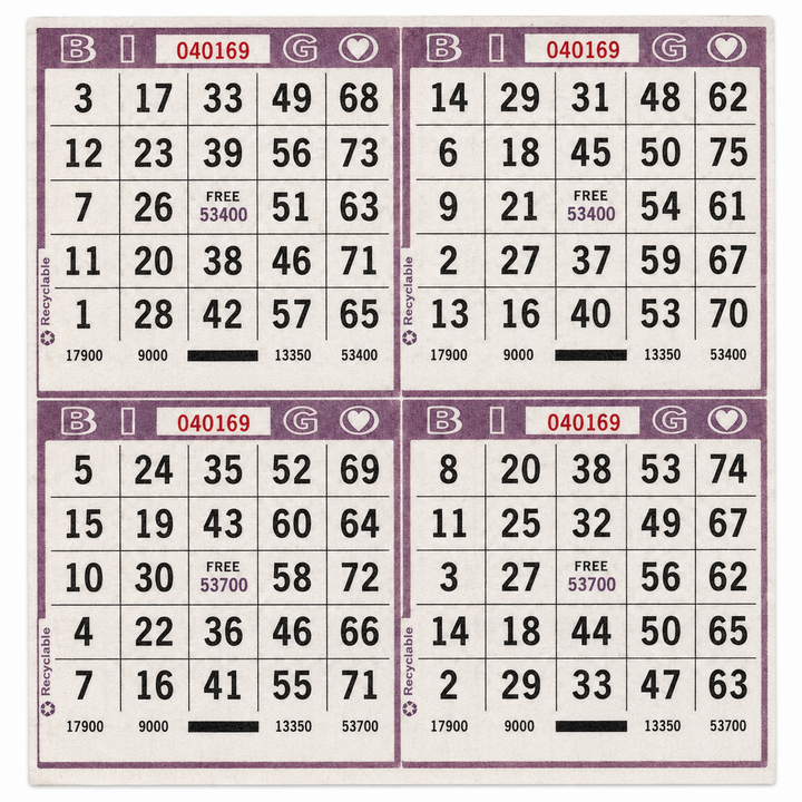 4-Face Square Bingo Paper - purple