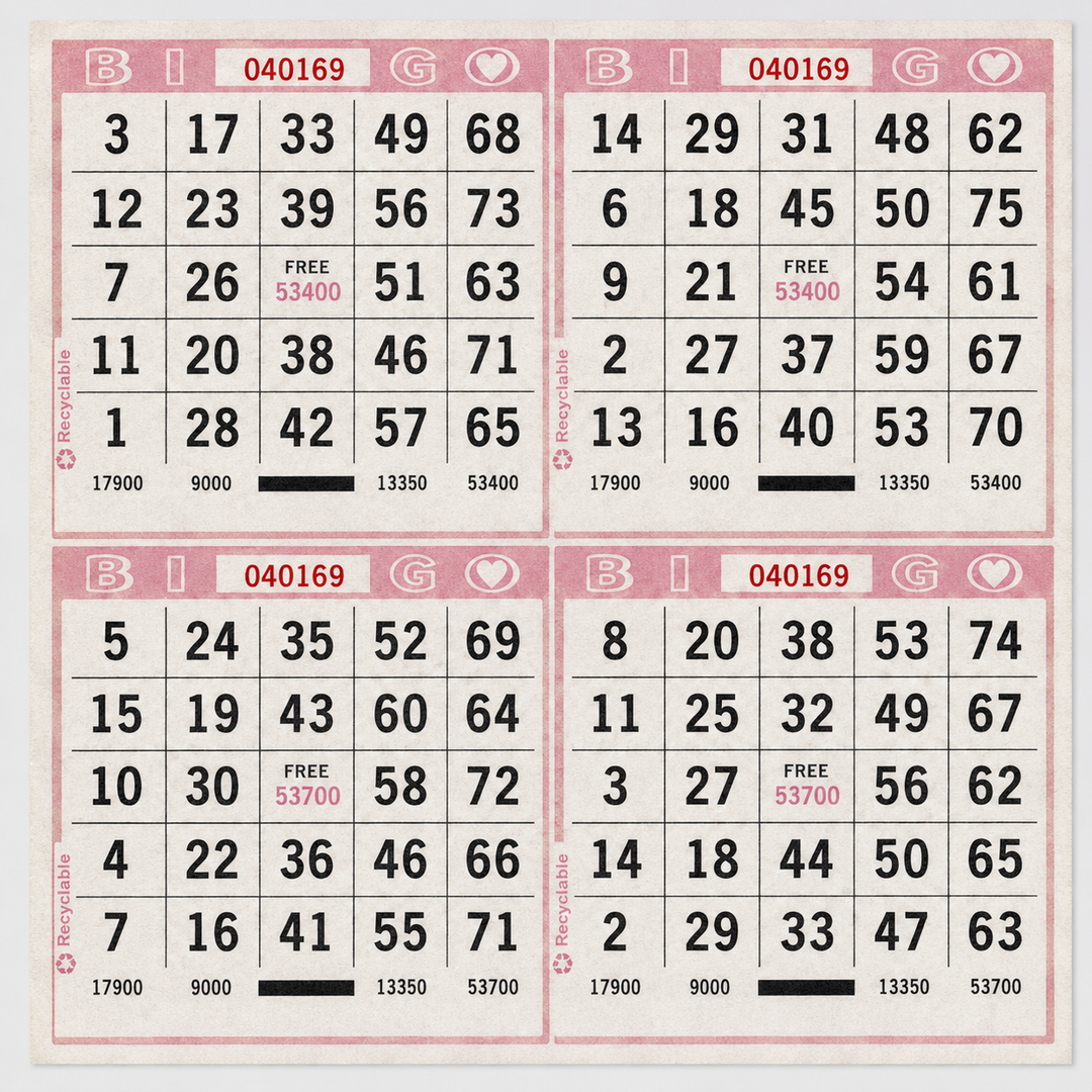 4-Face Square Bingo Paper - pink