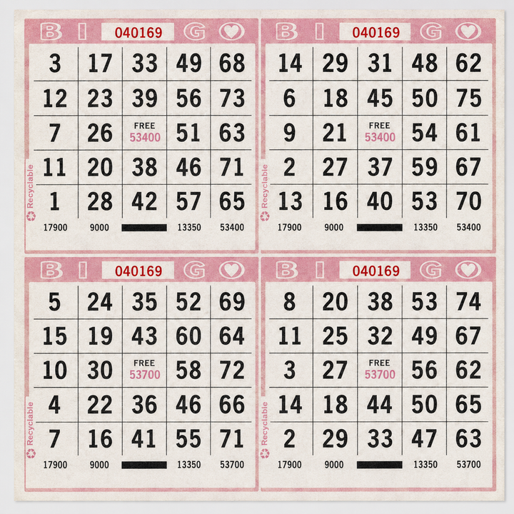 4-Face Square Bingo Paper - pink