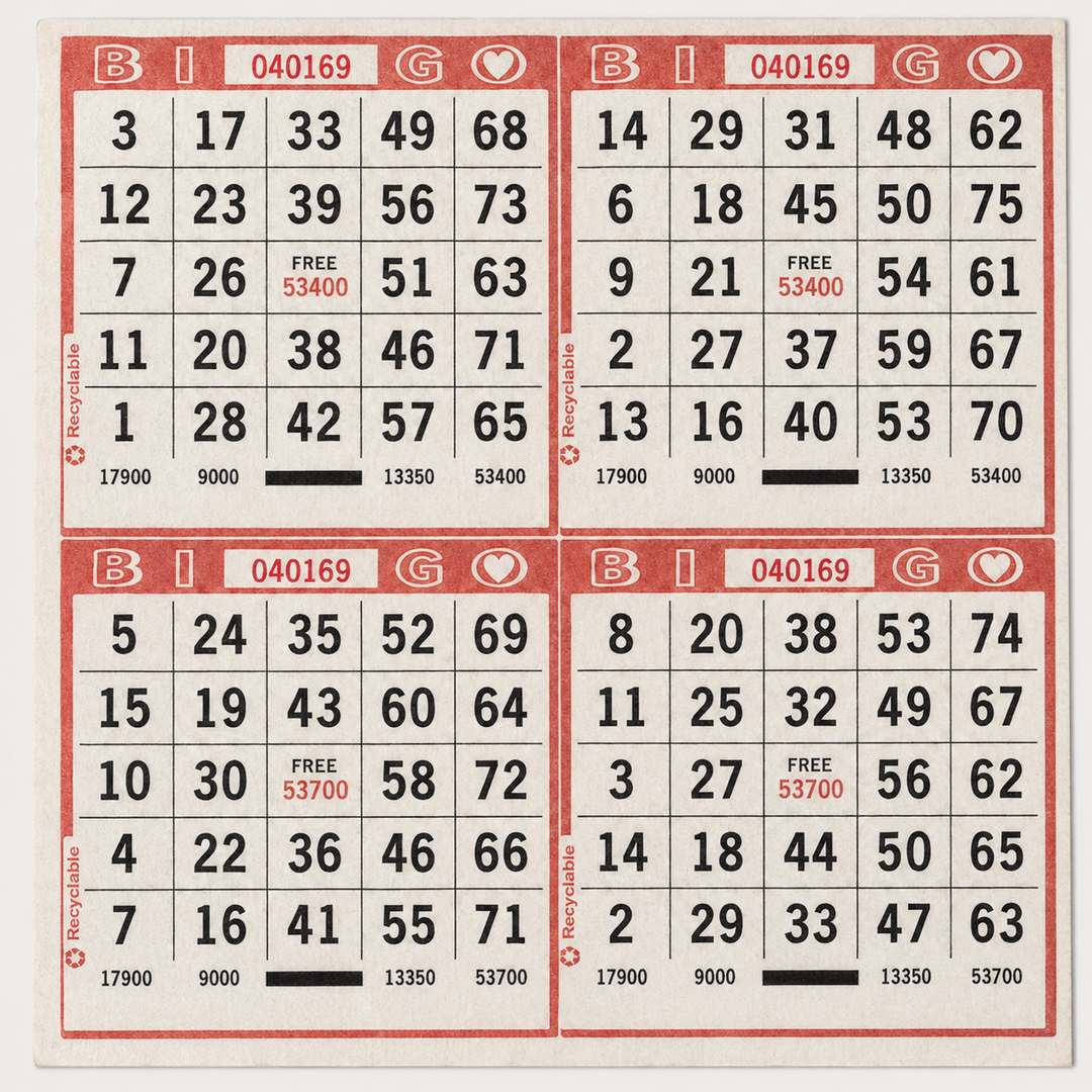 4-Face Square Bingo Paper - red