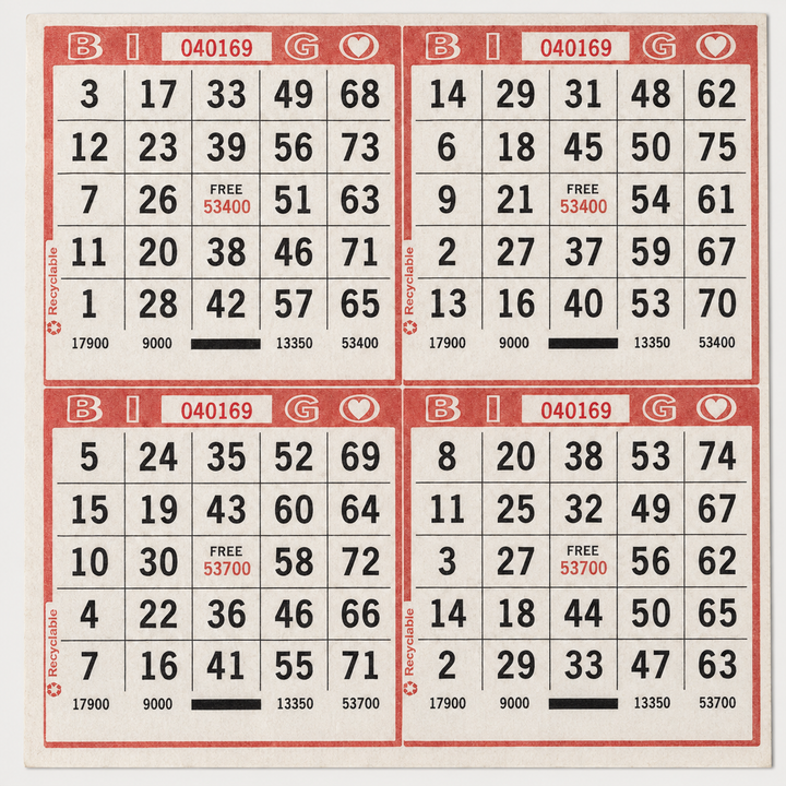 4-Face Square Bingo Paper - red
