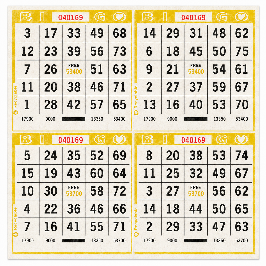 4-Face Square Bingo Paper - yellow