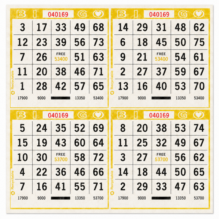 4-Face Square Bingo Paper - yellow