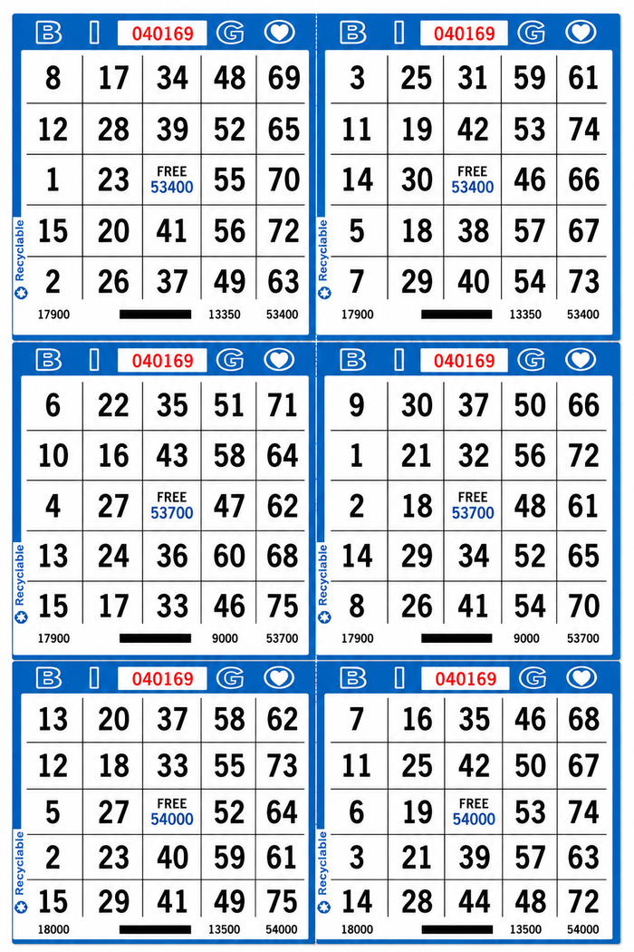 6-Face Square Bingo Paper (less than case)