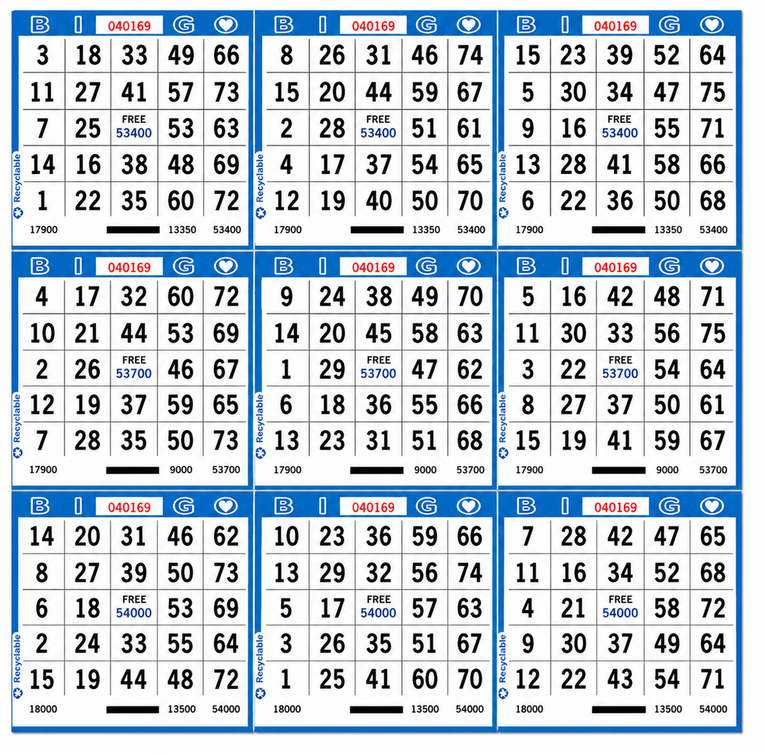 9-Face Square Bingo Paper