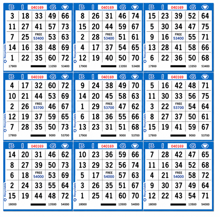 9-Face Square Bingo Paper