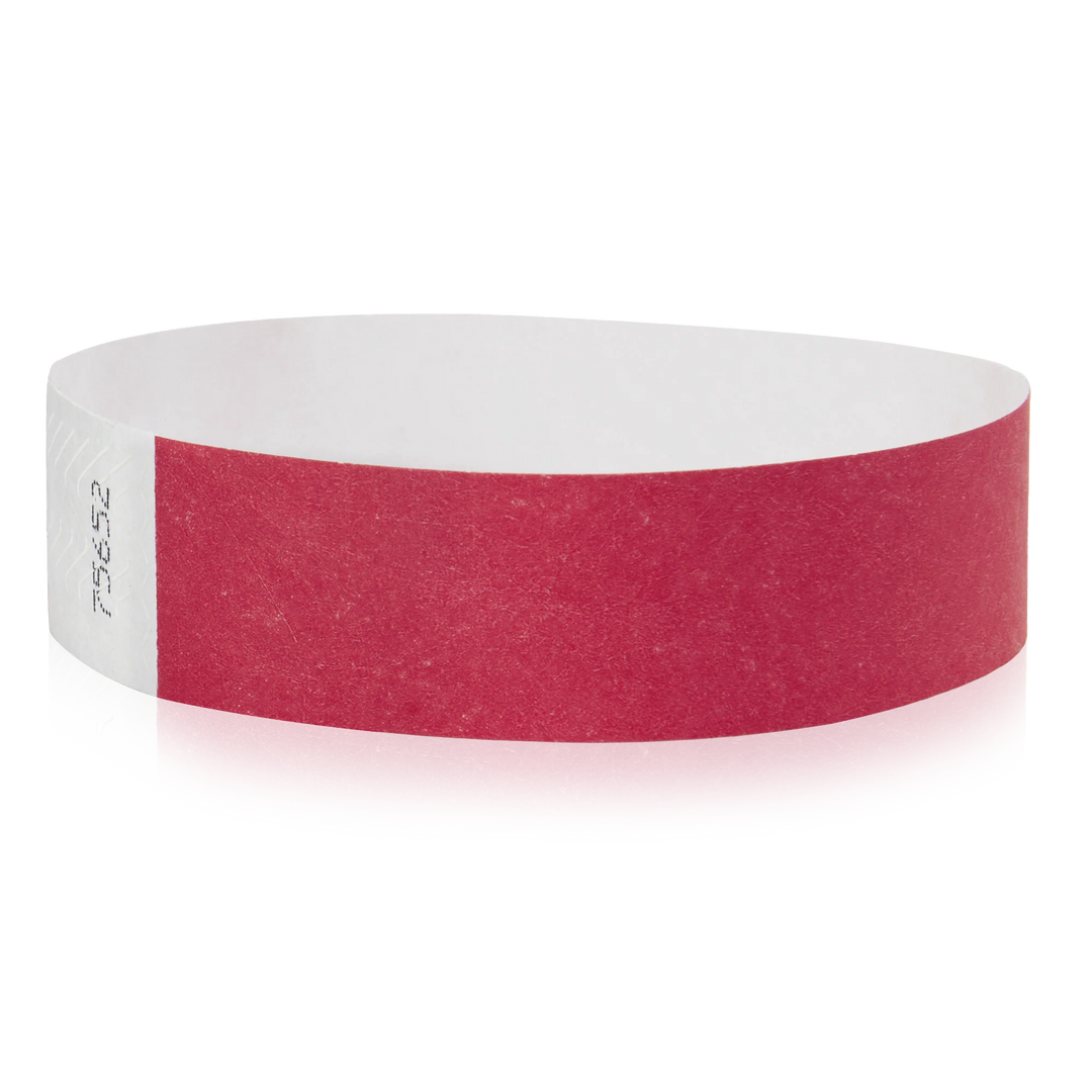 1 Inch Solid Color Tyvek Wristbands - cranberry