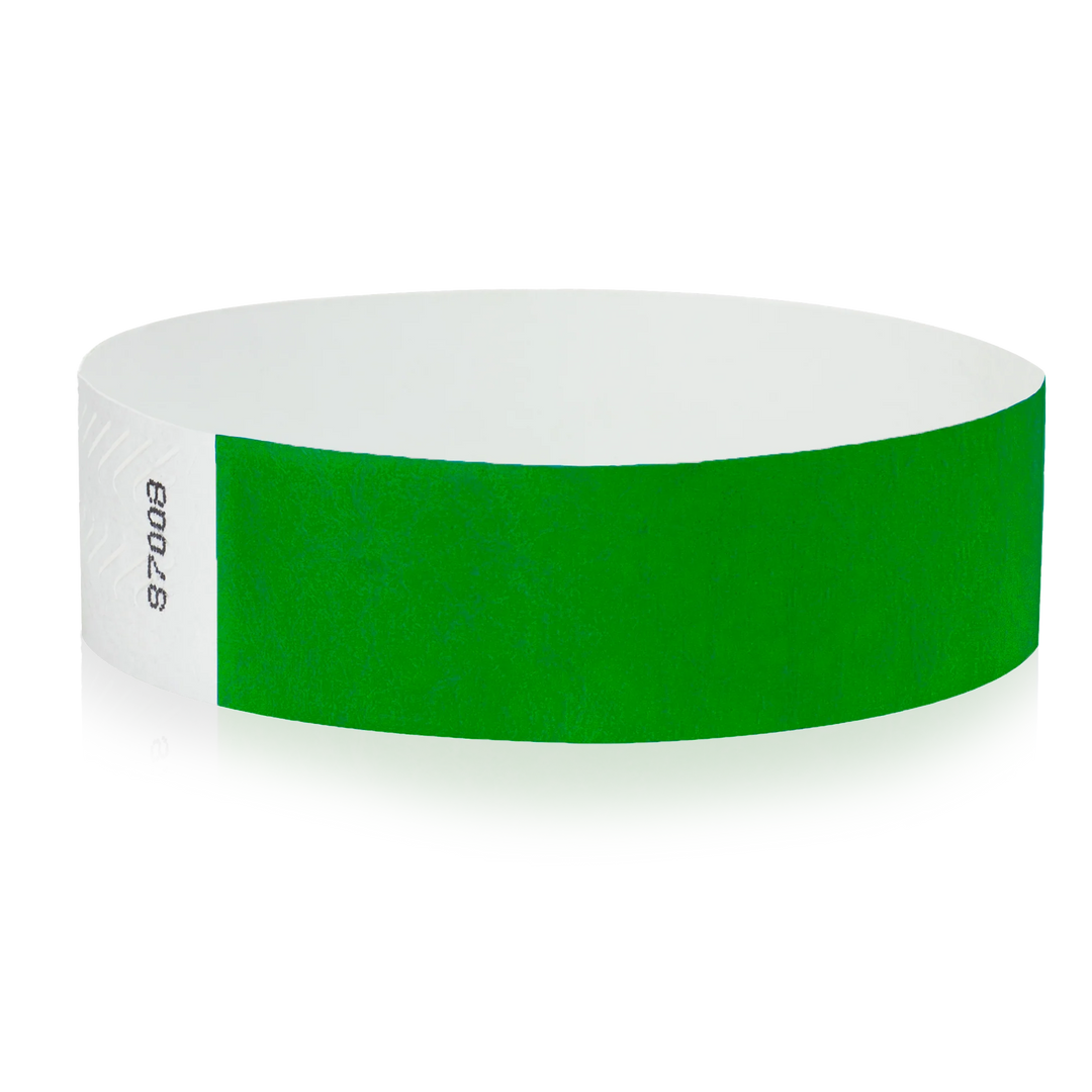3/4 Inch Solid Color Tyvek Wristbands - kelly green