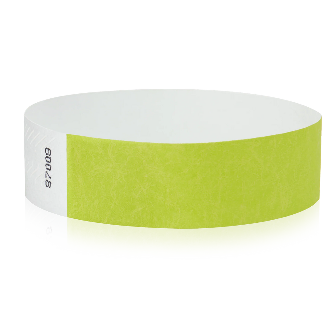 3/4 Inch Solid Color Tyvek Wristbands - lime green