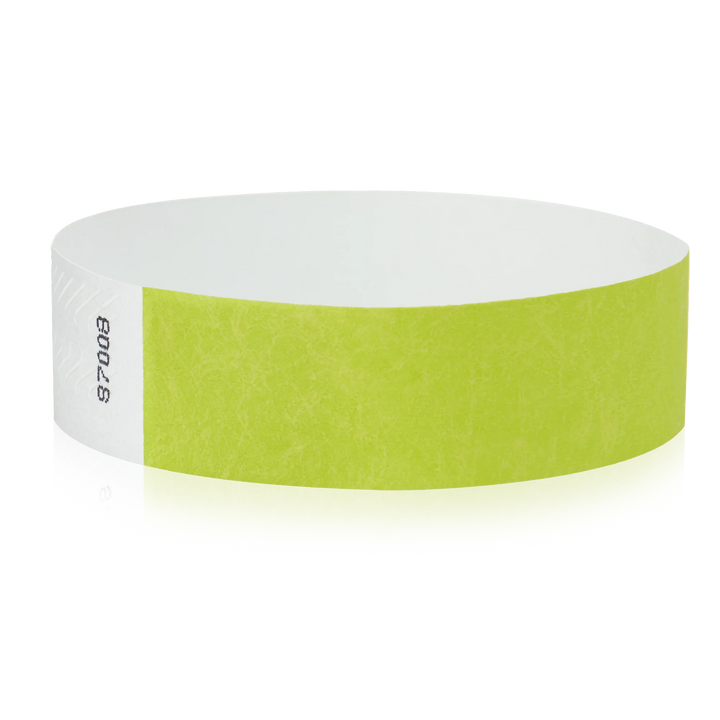3/4 Inch Solid Color Tyvek Wristbands - lime green