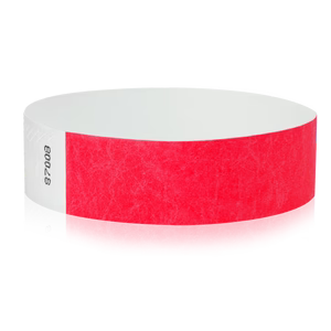 3/4 Inch Solid Color Tyvek Wristbands - neon red