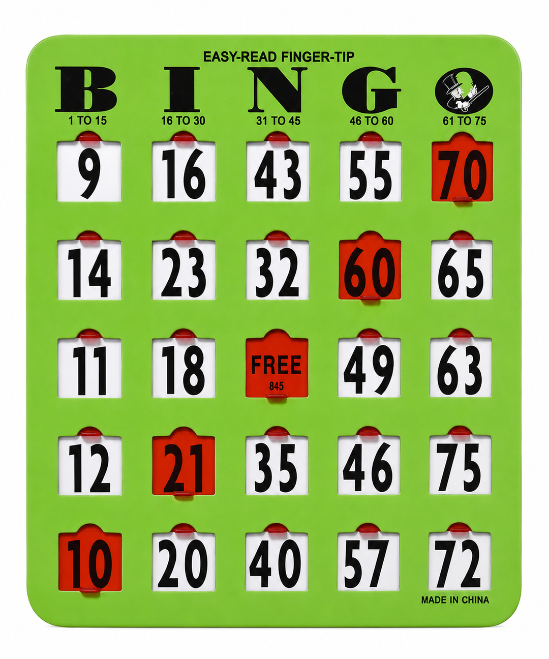 Extra Large Number Finger-tip Bingo Cards