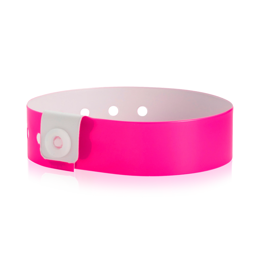 Narrow Vinyl Wristbands - neon pink