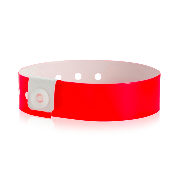 Narrow Vinyl Wristbands - neon red