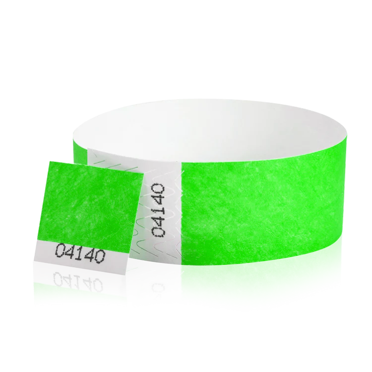 1 Inch Raffle Voucher Tyvek Wristbands - green